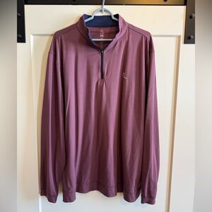 Rhoback Striped Performance Quarterzip - XXL - Burgundy